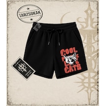 Tarzsokak Gotik & Grunge Streetwear Cool Cats Unisex Şort Siyah