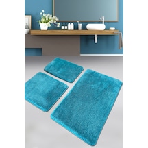 Pasific Light Blue 3 Lü Set Banyo Halısı Paspas Yıkanabilir