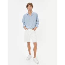 Koton Slim Fit Kot Şort Bermuda Cep Detaylı Pamuklu Ekru 4sam40054ıd Ekru
