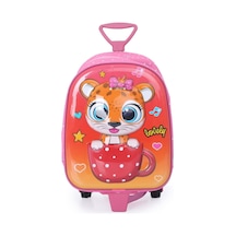 Çekçekli Kedicik Anaokulu Çantası Suluklu Pembe