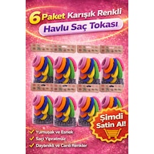 6 Lı 6 Paket Karışık Renkli Havlu Saç Tokası Yumuşak Elastik Dayanıklı Lastik Toka Seti Açık Kahve