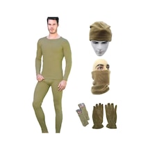 Bonbonetti Lüx Termal Içlik Takımı Polar Bere Boyunluk Eldiven Termal Çorap Seti Nano Yeşil M Yeşil