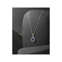 14 Ayar Altın London Blue Taşlı Pırlanta Kolye 1,98 Gr