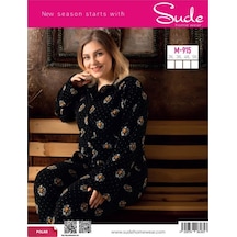Sude M-915 Papatya Desenli Battal Gömlek Polar Kadın Pijama Takımı Çok Renkli