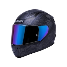Gökkuşağı Vizör + Ls2 Rapid 2 Crypt Full Face Motosiklet Kaskı Mat Siyah