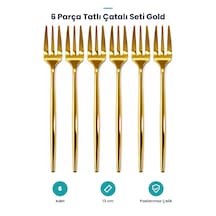 Gold Renk Tatlı Çatalı 6 Adet - 13 Cm