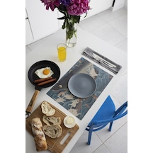 Dekoratif Baskılı Keçe Amerikan Servisi, Supla 4'Lü Servis Takım  -398 Çok Renkli