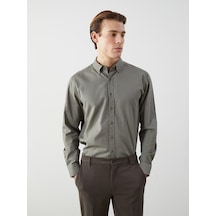 Lcw Vision Haki Slim Fit Uzun Kollu Oxford Erkek Gömlek