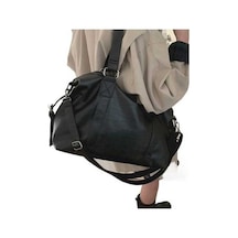 Luckydog Yeni Kore Rahat Çanta, Siyah, Büyük Kapasiteli Messenger Çanta Spor Çantası Siyah