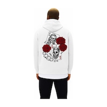 Benroma 3 İplik Penye Baskılı Over Size Unisex Sweat Beyaz