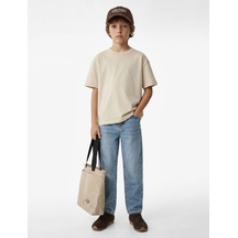 Koton Beli Lastikli Düğmeli Rahat Kesim Denim Pantolon Lıght Indıgo 6skb40008td Açık Mavi