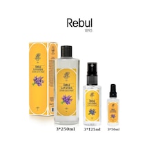Rebul Lavanda Kolonyası Cam Şişe EDC 3 x 250 ML + 3 x 125 ML + Sprey Kolonya 3 x 50 ML