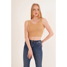 23256336 Triko Merdiven Yaka Atlet Camel