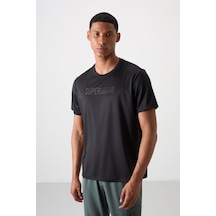 Tommy Life Siyah Polyester Nefes Alan Dokulu İnce Esnek Standart Fit Erkek Performans T-shirt - 88385 Siyah