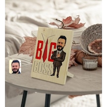 Kişiye Özel Erkek Big Boss Karikatürlü Dekoratif Ahşap Çerçeve Mo (539866599)