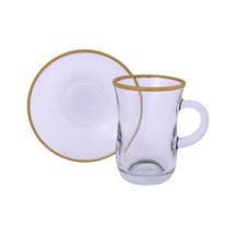 Lıvıano Kulplu Çay Takımı 12 Parça Gold 01 Altın