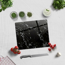 Decorita Cam Kesme Tahtası | Siyah Mermer Görünümlü | 29cm x 34cm