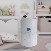 Mekta Home Bebek Ve Çocuk Odası Prenses Kız Ve Renkli Kelebek Desenli Oyuncak Sepeti Beyaz