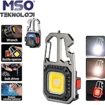 MSO Outdoor VIP Kalite Multifonksiyonel Karabina & Led Fener Gümüş