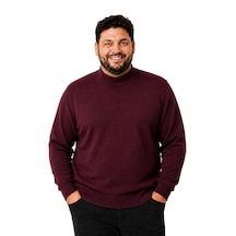 Battalmoda Erkek Büyük Beden Bordo Yarım Balıkçı Pamuklu Kazak 3xl-4xl-5xl-6xl