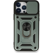 Apple iPhone Uyumlu  15 Pro Max Kılıf Pars Lens Yüzüklü Silikon -  Yeşil