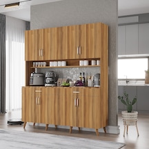 Denze Kahve Köşesi Çok Amaçlı Dolap Kiler Mutfak Dolabı Ceviz 140cm Ceviz