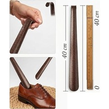 40 Cm Metal Ayakkabı Çekeceği - Kahverengi Kırılmaz Sağlam Gövde, Kancalı Askı Tasarımı 6998