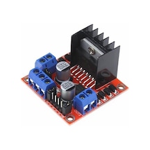 L298N Voltaj Regulatörlü Çift Motor Sürücü Kartı (Kırmızı PCB)