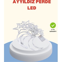 Yıldız Ay Tasarımlı Prizli Perde Led Işık İç Mekan Dekoru Resimdeki