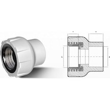 Ege Yıldız Pprc 63x2 Dişi Adaptör Gri 1''