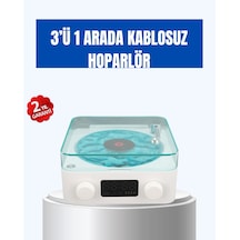 Retro Tasarımlı Gece Lambalı Bluetooth Hoparlör Saat Ve Pil Göstergeli
