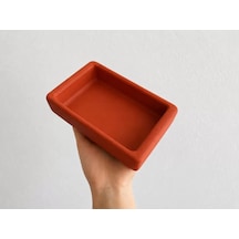 Hubrendy Sh Dikdörtgen Model Beton Kedi Köpek Mama Ve Su Kabı 18 X 10,5 X 4,5 Cm - Kiremit