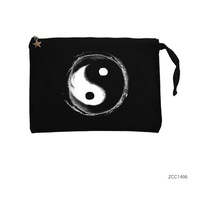 Zepplin Giyim Ying Yang Splash Siyah Clutch Astarlı Cüzdan / El Çantası