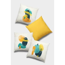 Sarı Modern Çift Taraflı 4'lü Set Kırlent Kılıfı 4kr046n11