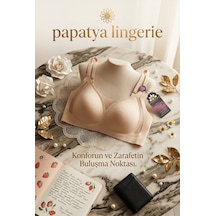 Papatya Lingerie Lazer Tül Kruvaze Yaka Tül Detaylı Sütyen Ten Bej - 829909109 Bej
