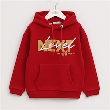Wanex Erkek Çocuk Uzun Kol Kalın Kapüşonlu Sweatshirt - 15971 Bordo