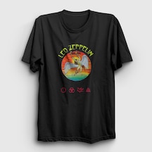 Presmono Unisex Swan Led Zeppelin T-shirt Siyah