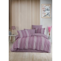 Italian Style Naturel Çift Kişilik Nevresim Takımı Krem - Açık Mor Açık Mor