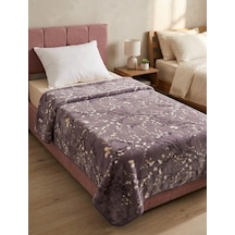 Padişah Tek Kişilik Peluş Battaniye Çiçek Desenli Mürdüm Wellsoft 155x215 Cm Çok Renkli