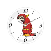 Tembel Hayvan Kahraman Çap 30cm Sessiz Akar Bombeli Gerçek Cam Duvar Saati Siyah