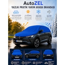 Ford Focus 4 Sedan Uyumlu Yazlık Pratik Yarım Araba Brandası Uv Korumalı Nefes Alan Kumaş- 2014-2018 Mavi