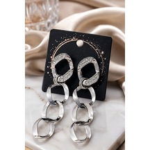 Gümüş Halka Zirkon Küpe Gümüş - 902973359 Gümüş