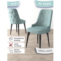Canisa Newa Serisi, 1.sınıf Babyface Kumaş Siyah Metal Ayak Gümüş Halkalı, 1 Adet Su Yeşili Sandalye Sandalye Su Yeşili / Ayakları Siyah