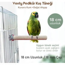 Vixpet Venty Pedikür Papağan Tünek 18 cm Uzunluk 18 mm Çap / 1 Adet - Kumlu Tünek- Zımpara Tünek