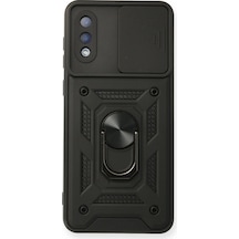 Samsung Galaxy A02 Kılıf Pars Lens Yüzüklü Silikon - Siyah