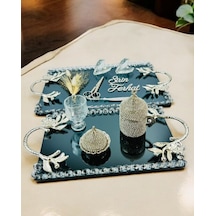 Serenity Gümüş Söz Tepsisi Ve Damat Kahve Fincan Tepsisi Gri Gri