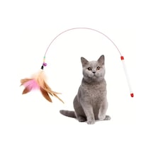 Zilli Tüylü Kedi Oltası Dayanıklı Ve Esnek Tel Yapılı Kedi Oyun Oltası 90 Cm