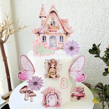 Peri Kızı Temalı Kız Çocuk Doğum Günü İsme Özel 3d Pasta Süsü Seti Cake Topper Çocuk