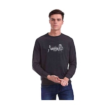 Led Zeppelin Black White Baskılı Füme Antrasit Erkek Sweatshirt