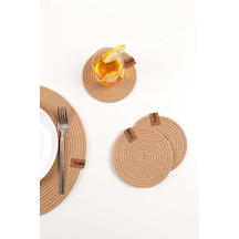 Dekoratif Salyangoz Jüt Dokuma Bardak Altlığı, 4 'lü Bardak Altlığı 001